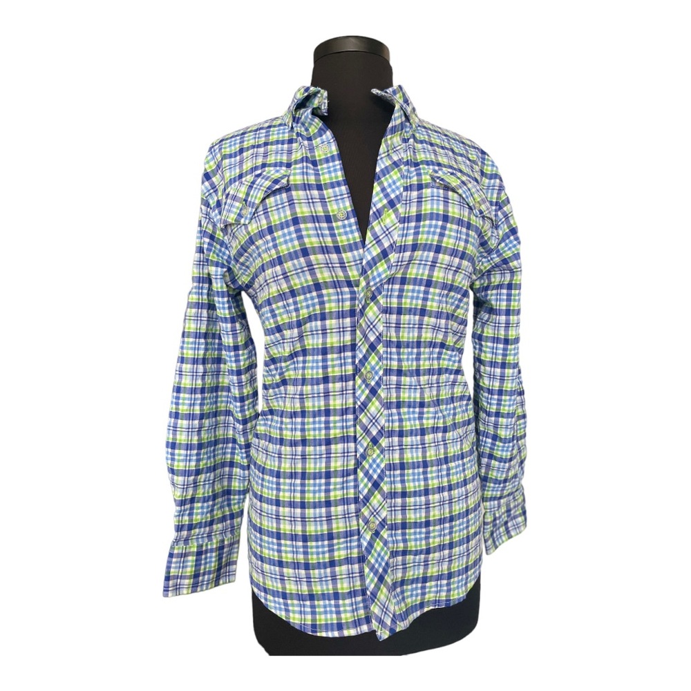 MOJO Sportswear Co Long Sleeve Pastel Plaid Vented  Camp Fishing Button Shirt S